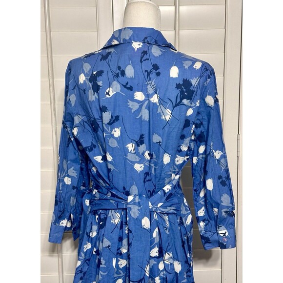 Newport News Women Size 14 Vintage 3/4 Sleeve Tie Button Front Tulip Dress Retro - Picture 5 of 10
